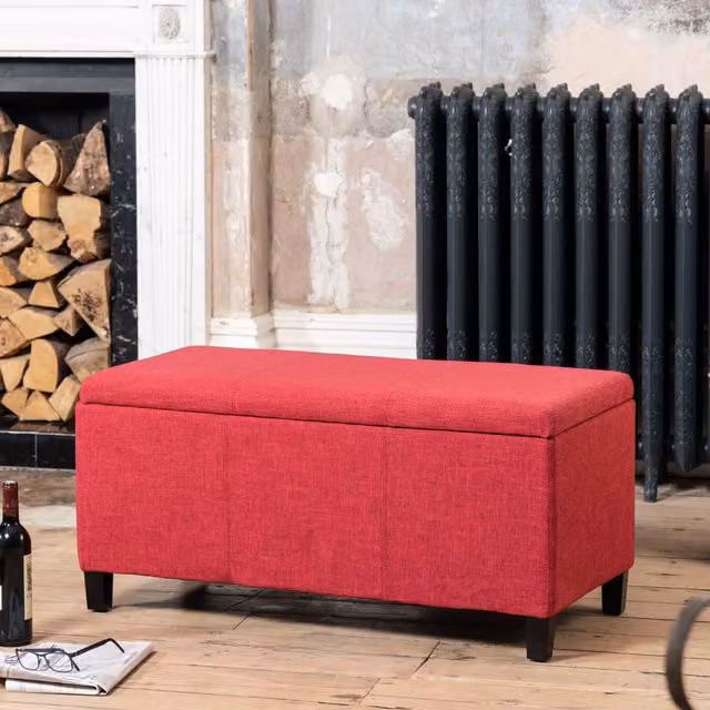 Artemis Home Henbury Red Fabric Storage Ottoman