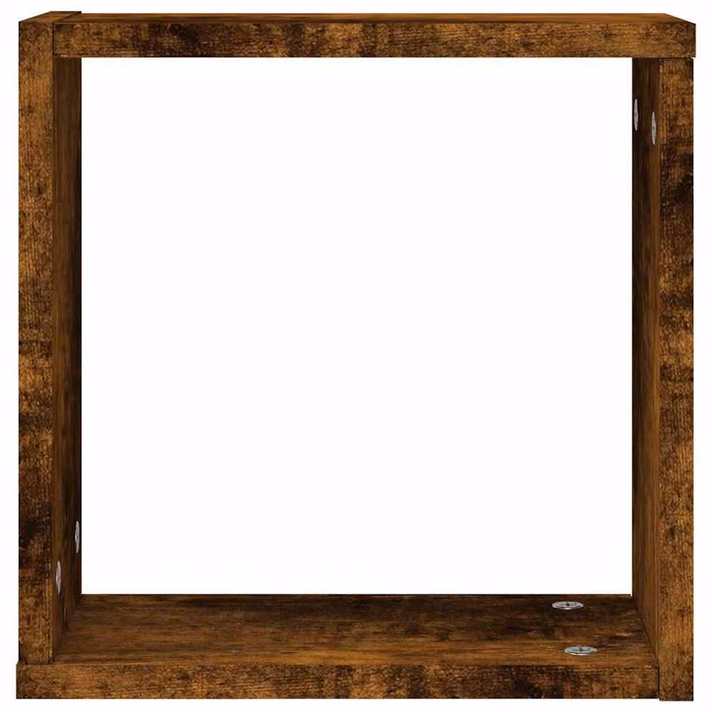 Berkfield Home Wall Mounted Cube Shelves, 4 Piece Set in Smoked Oak Brown, W/D/H: 30 x 15 x 30 cm – 6