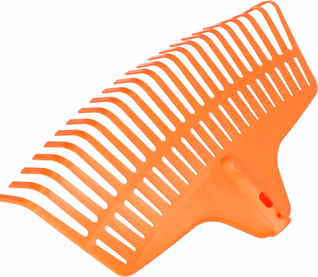 SolaDirect Heavy-Duty Garden Rake with 19 Plastic Tines and Wood Handle, Orange, Width: 44 cm