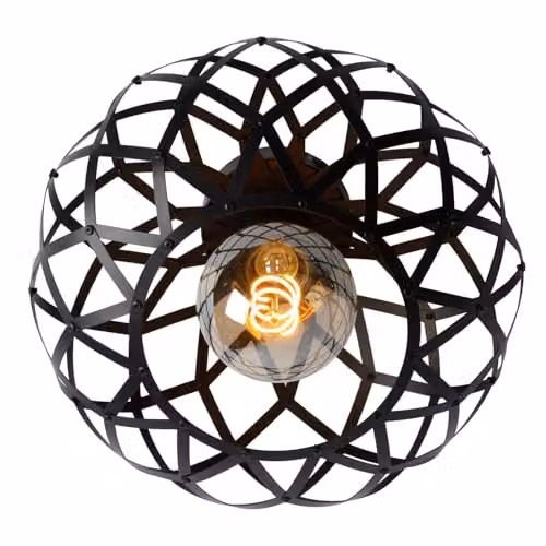 Lucide Wolfram Dimmable Round Flush Ceiling Light, Black, Diameter: 30 cm – 3