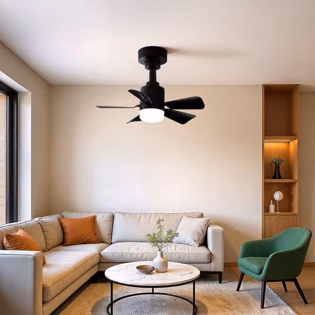 Livingandhome Modern LED Ceiling Fan Light with Remote Control in Black