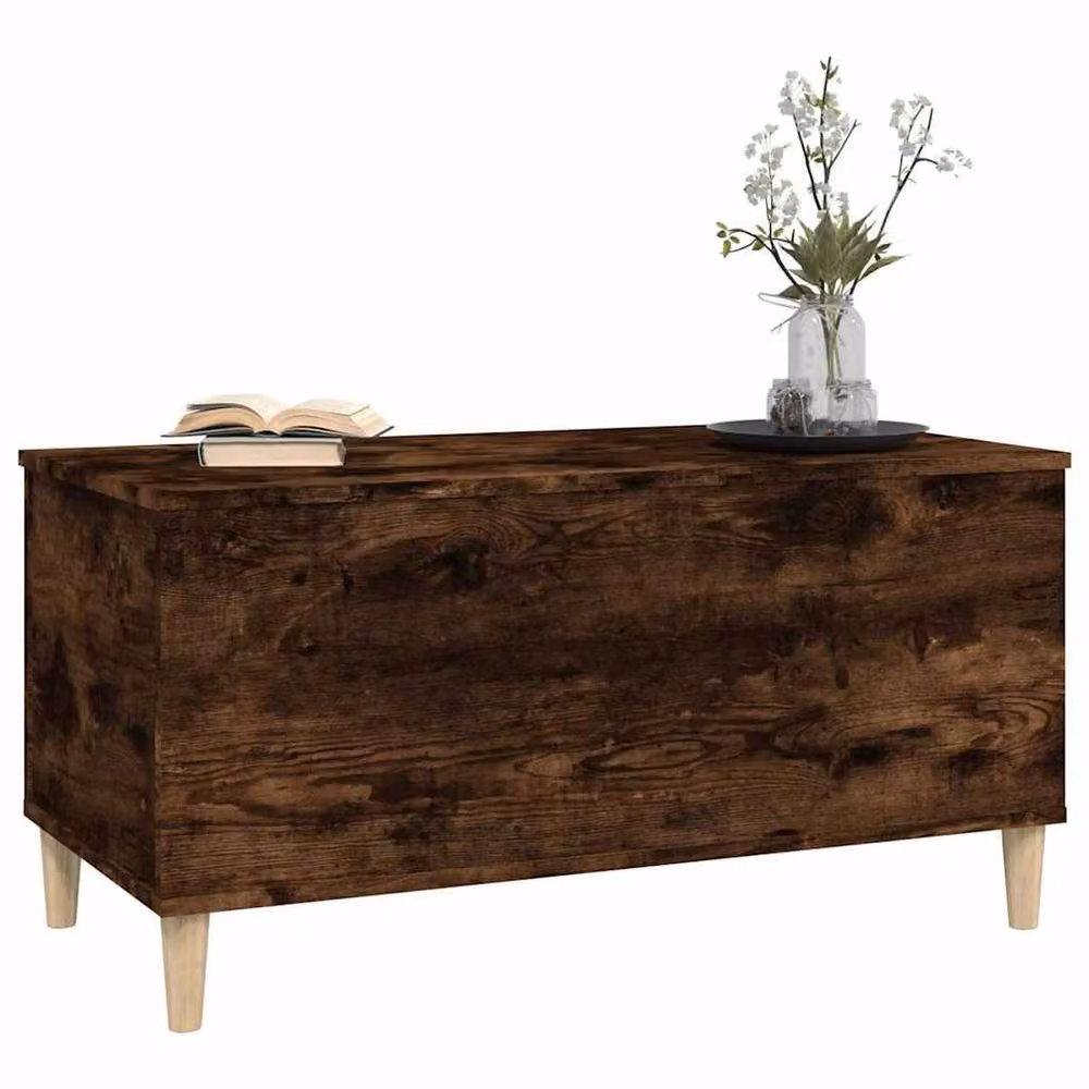 Berkfield Home Smoked Oak Coffee Table in Brown, W/D/H: 90 x 44.5 x 45 cm – 3