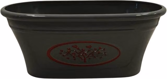 Four Candle Grey Love Heart Tree Plastic Oval Trough Planter, 38 cm – 1
