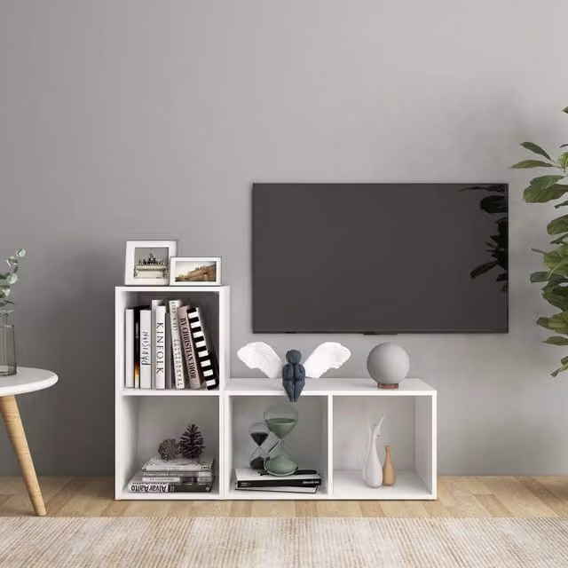 Berkfield Home Set of 2 White Matt MDF TV Cabinets, W/D/H: 72 x 35 x 36.5 cm – 1