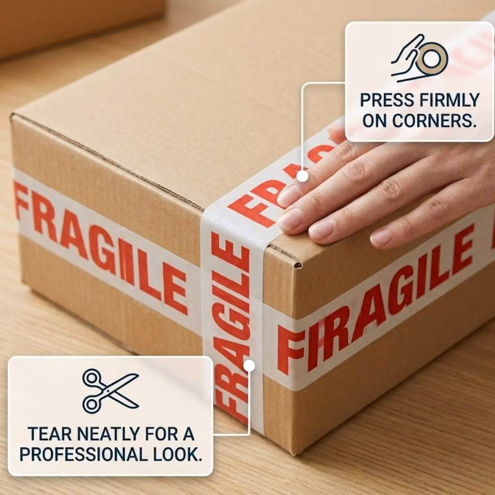 Bedsland Fragile Packing Tape in Transparent, 48 mm x 40 m – 6