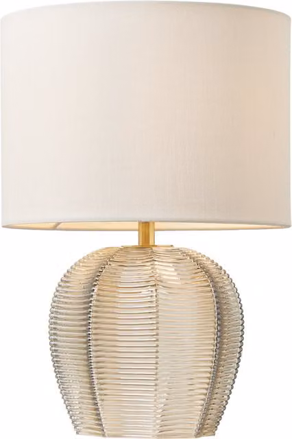 Litecraft Henrietta Herringbone Glass Table Lamp in Gold and Beige