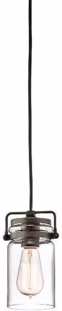 Netlighting Brinley 1 Light Ceiling Mini Pendant in Brown and Bronze with Transparent Glass and E27 Socket