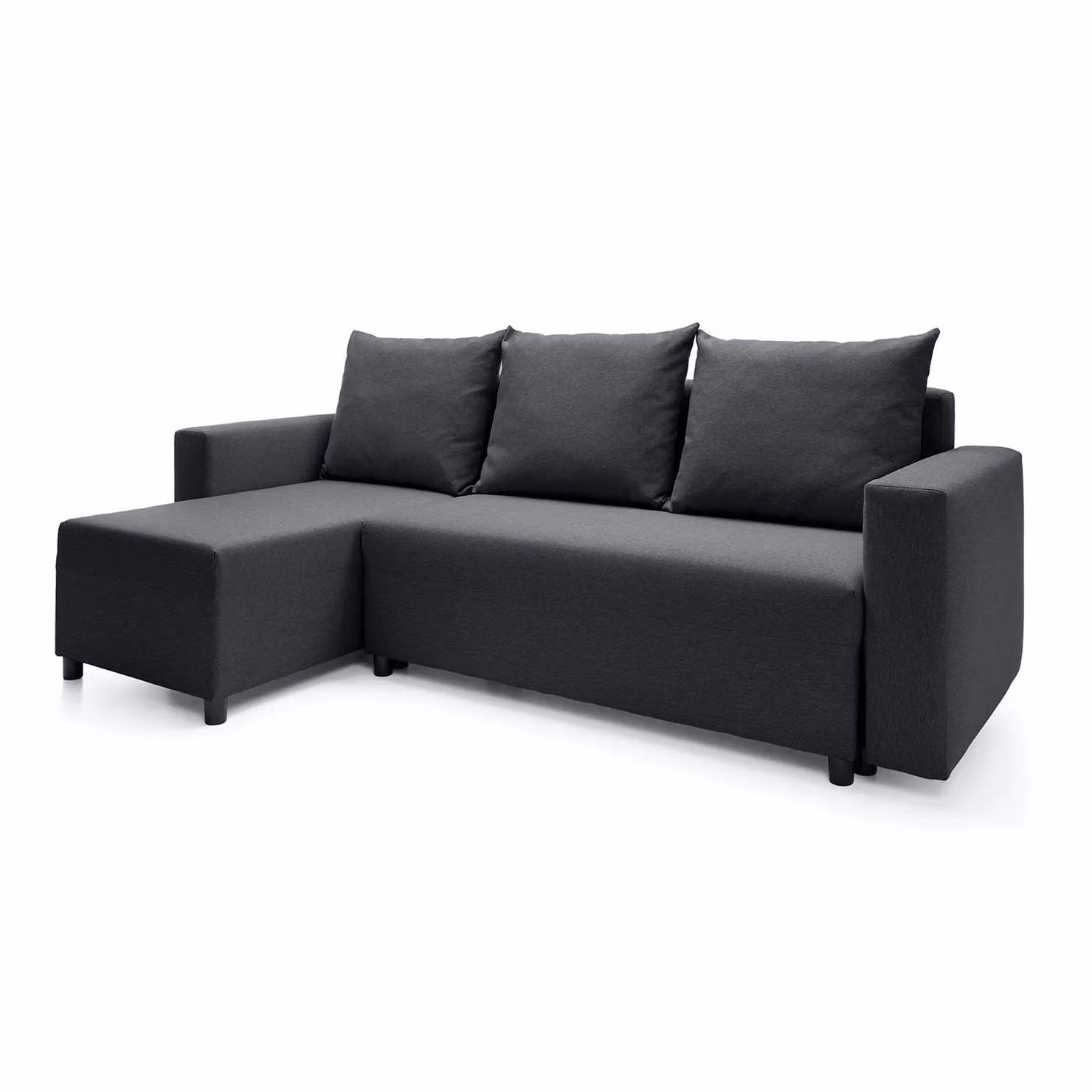 Abakus Direct Oslo Reversible Corner Sofa Bed with Underneath Storage in Black Fabric, Left Hand Facing, W/D/H: 224 x 140 x 76 cm – 2