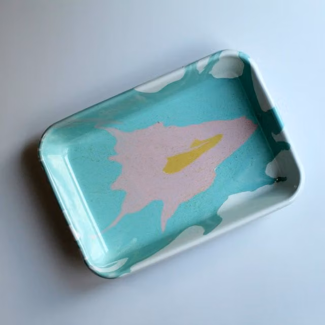 Elifle Unique Series Enamel Rectangular Tapas Antipasti Mezze Platter, Multicolour, 26 cm