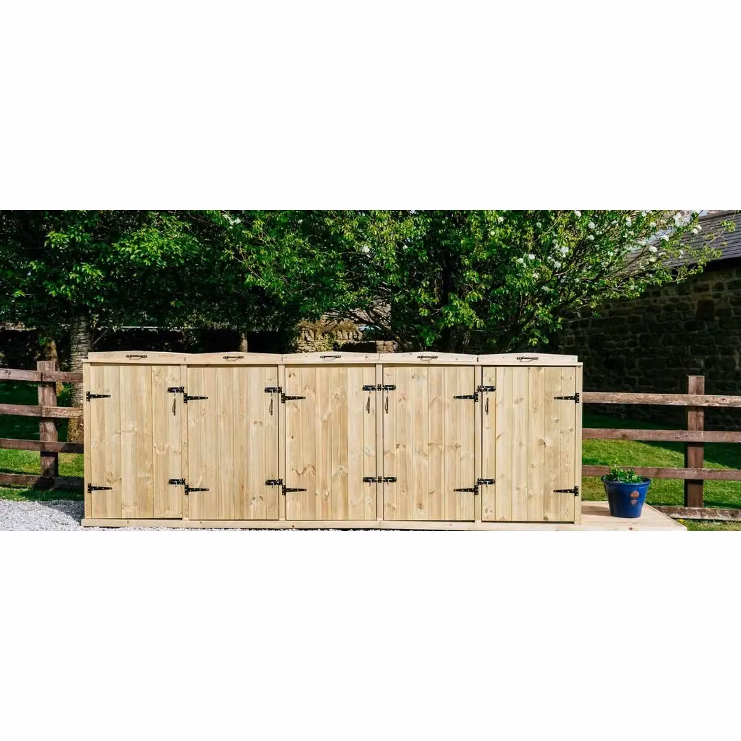 Buttercup Farm Chatburn Bin Store in Brown, Fits 4x 180L/240L Wheelie Bins and 2x Boxes, W/D/H: 240 x 120 x 145 cm – 2