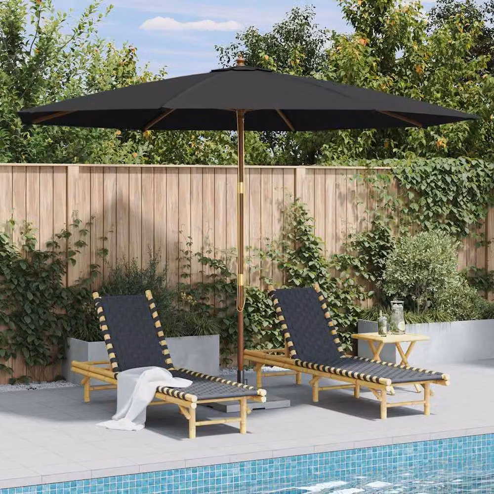 Berkfield Home Outdoor Parasol with Wooden Pole, Anthracite and Black, Diameter: 350 cm – 2