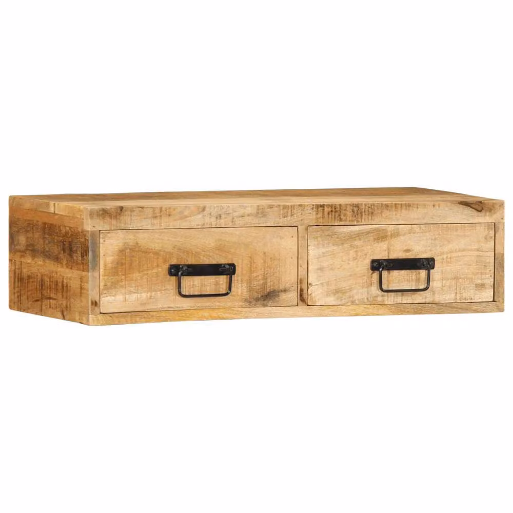 Berkfield Home Wall-mounted Rustic Mango Wood TV Cabinet in Brown, W/D/H: 80 x 30 x 19 cm – 2