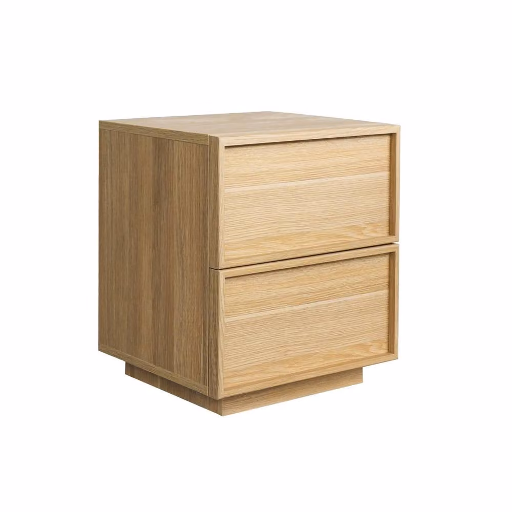 sweeek Brown Wood Effect Bedside Table with 2 Drawers, W/D/H: 48 x 38 x 42 cm – 2