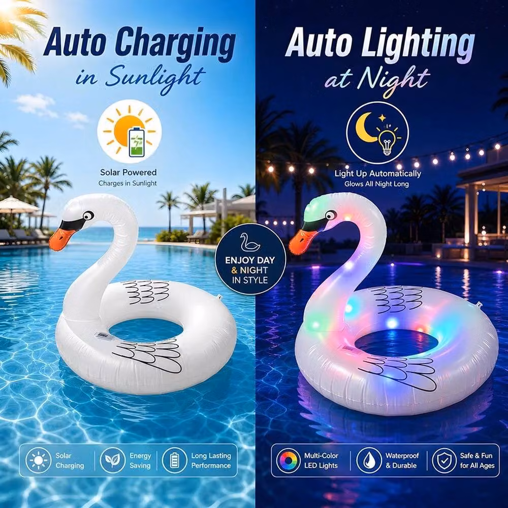 FLAVORA Solar Powered Large Inflatable Swan Pool in White – 2