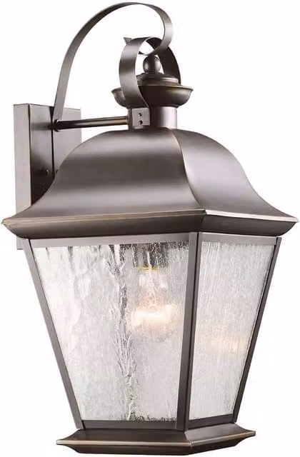 Netlighting Mount Vernon Large Wall Lantern in Old Bronze and Brown with Transparent Glass, IP44 Rated – 1