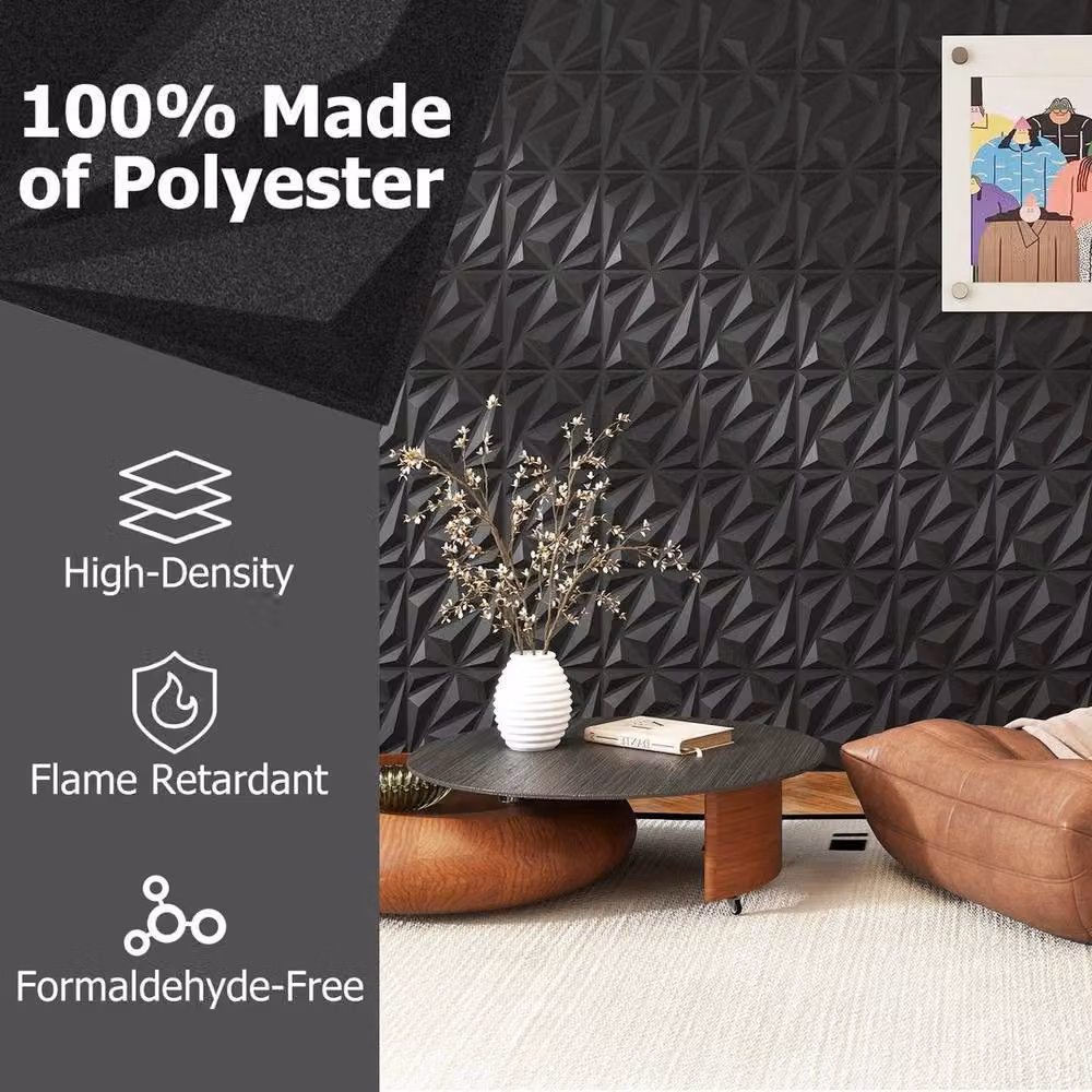 SPETLEK 20-Pack Black 3D Acoustic Felt Wall Panels, Geometric Square Soundproof Decoration, W/D/H: 30 x 30 x 2 cm – 4