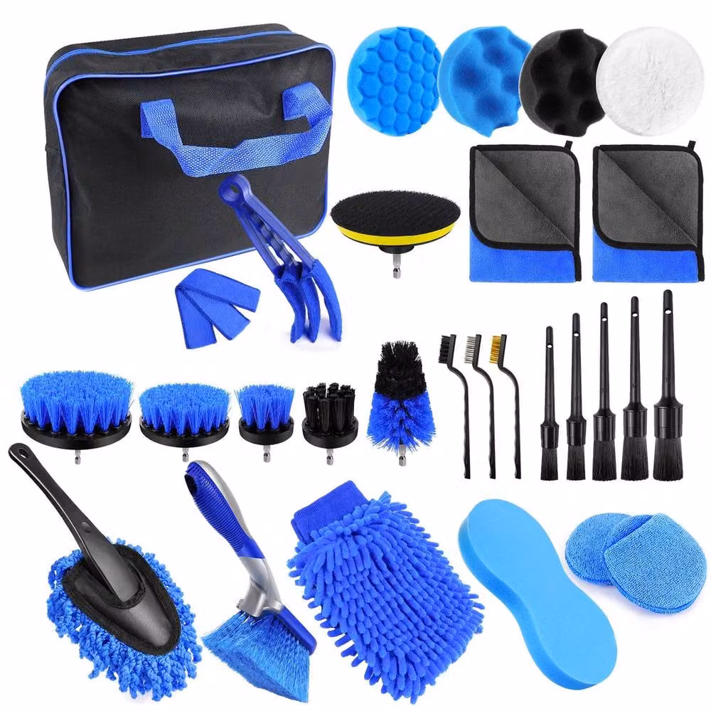 VOGREX 29-Piece Soft Car Detailing Brush Cleaning Kit in Blue – 4