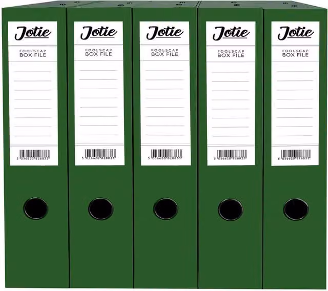 Jotie Set of 5 Paper Document Box Files in Dark Green