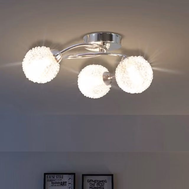 Berkfield Home White and Chrome Ceiling Lamp for 3 G9 Bulbs, 120 W