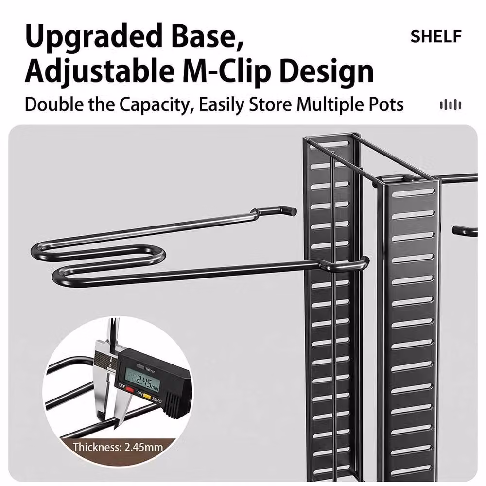 Havendro Adjustable Metal Pan and Pot Storage Rack Kitchen Organiser in Black – 3