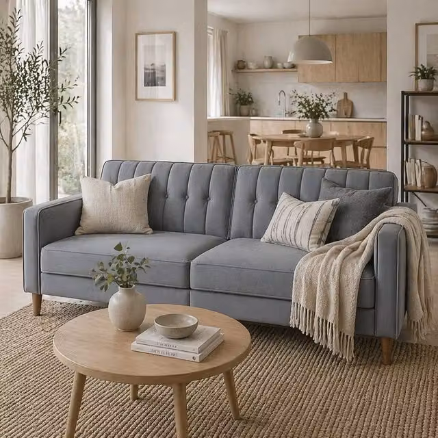 Wyld Haus Toelfa 3 Seater Convertible Sofa Bed in Dark Grey Velvet