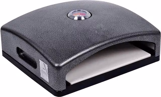 Haven Portable Mini Outdoor BBQ Pizza Oven with Ceramic Stone and Built-in Thermometer in Black and Silver, W/D/H: 40 x 35 x 16 cm – 1