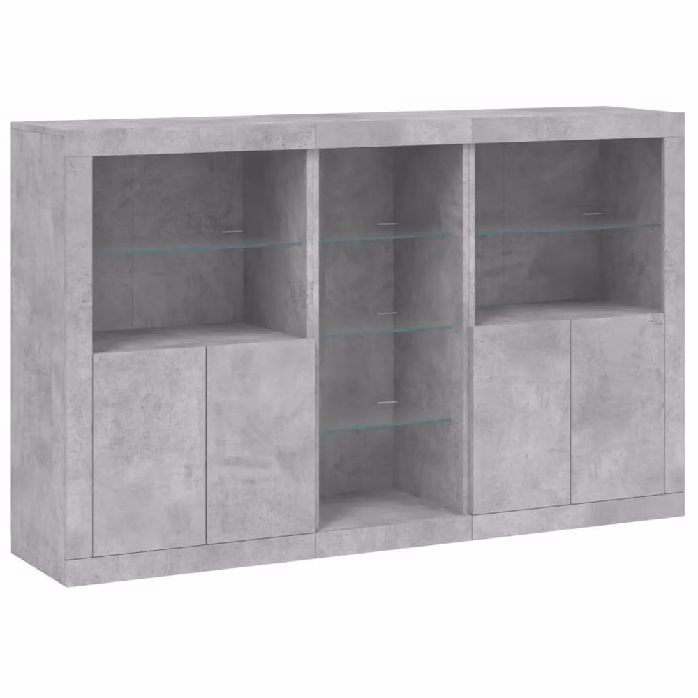 Berkfield Home Modern Sideboard with Integrated LED Lights in Concrete Grey, W/D/H: 162 x 37 x 100 cm – 2