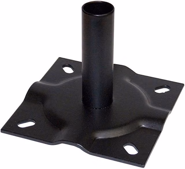Primrose Panacea Fence System Black Galvanised Steel Round Surface Mount Bolt Down Bracket