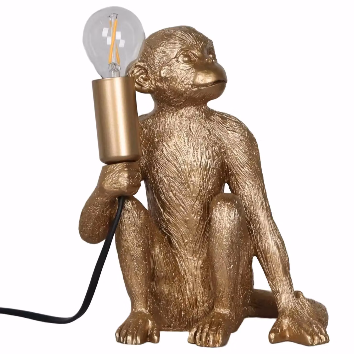 First Choice Lighting Set of 2 Gold Monkey Table Lamps with Glass Shades – 2