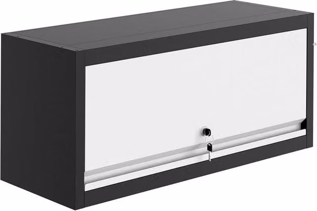 London Boutique Wall Mounted Metal Tool Cabinet with Lockable Hinged Doors in Matt Grey