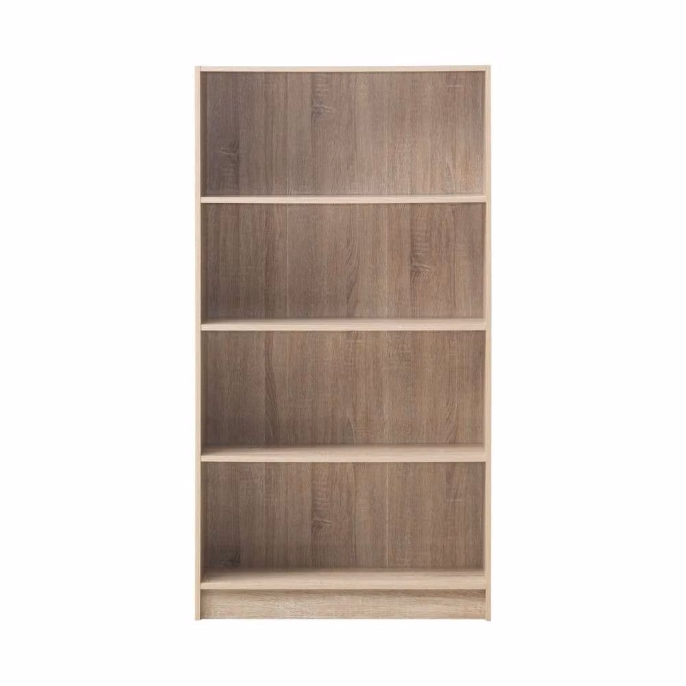 Timber Art Design 4 Tier Tall Bookcase and Display Shelving Unit in Brown, H 150 x W 80 x D 30 cm