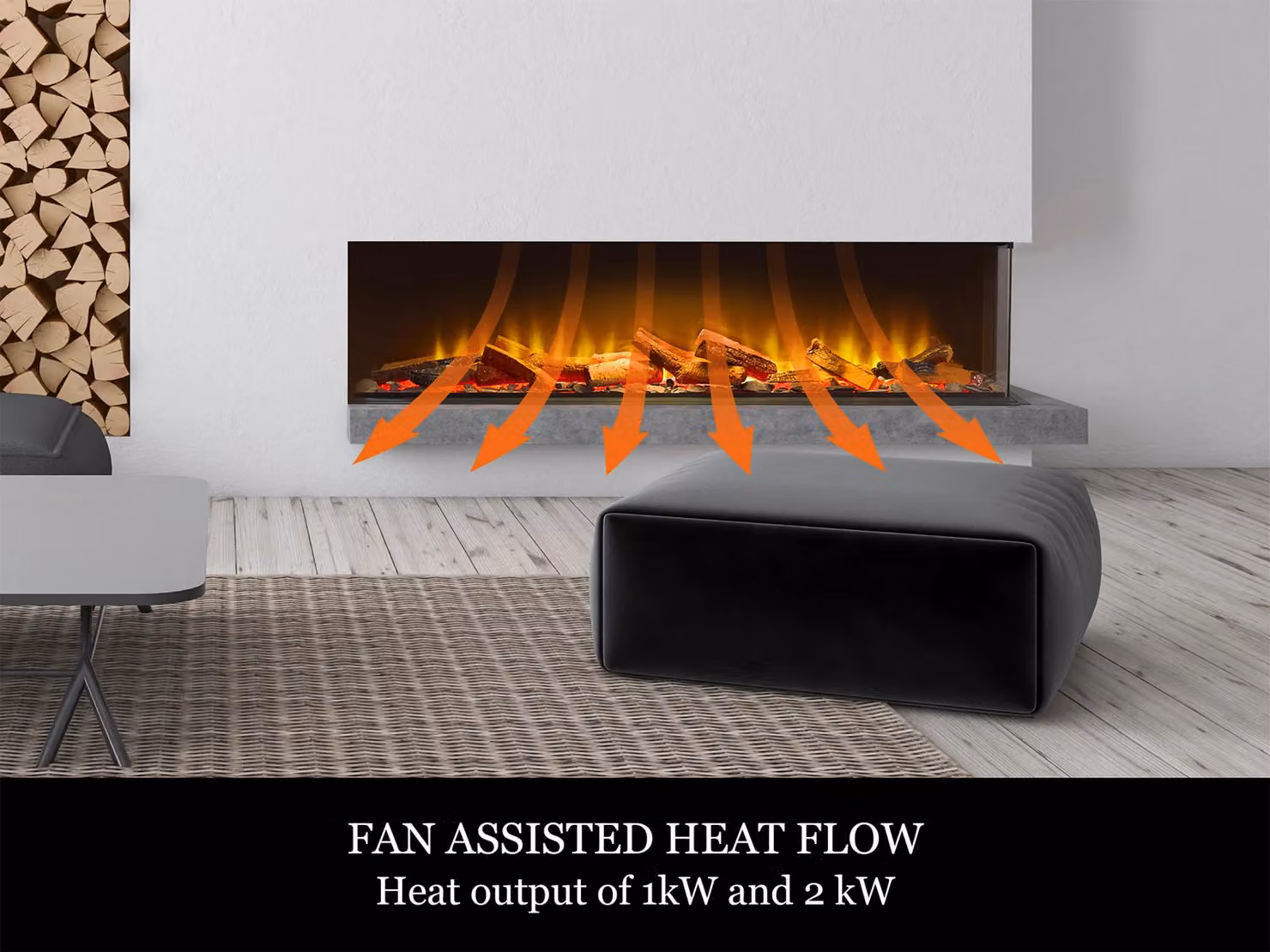 Acantha Aspire 125 Corner View Media Wall Electric Fire in Black – 5