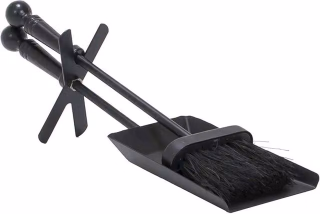 VOGREX Steel Hearth Fireplace Shovel and Brush Set in Black – 1