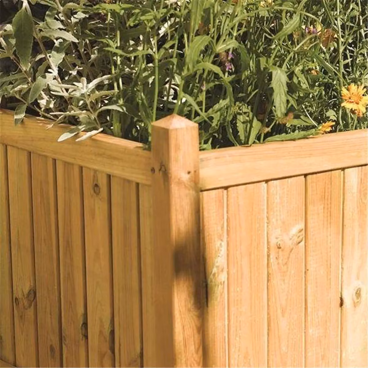 Cheshire Deluxe Rectangular Wood Planter in Brown – 3