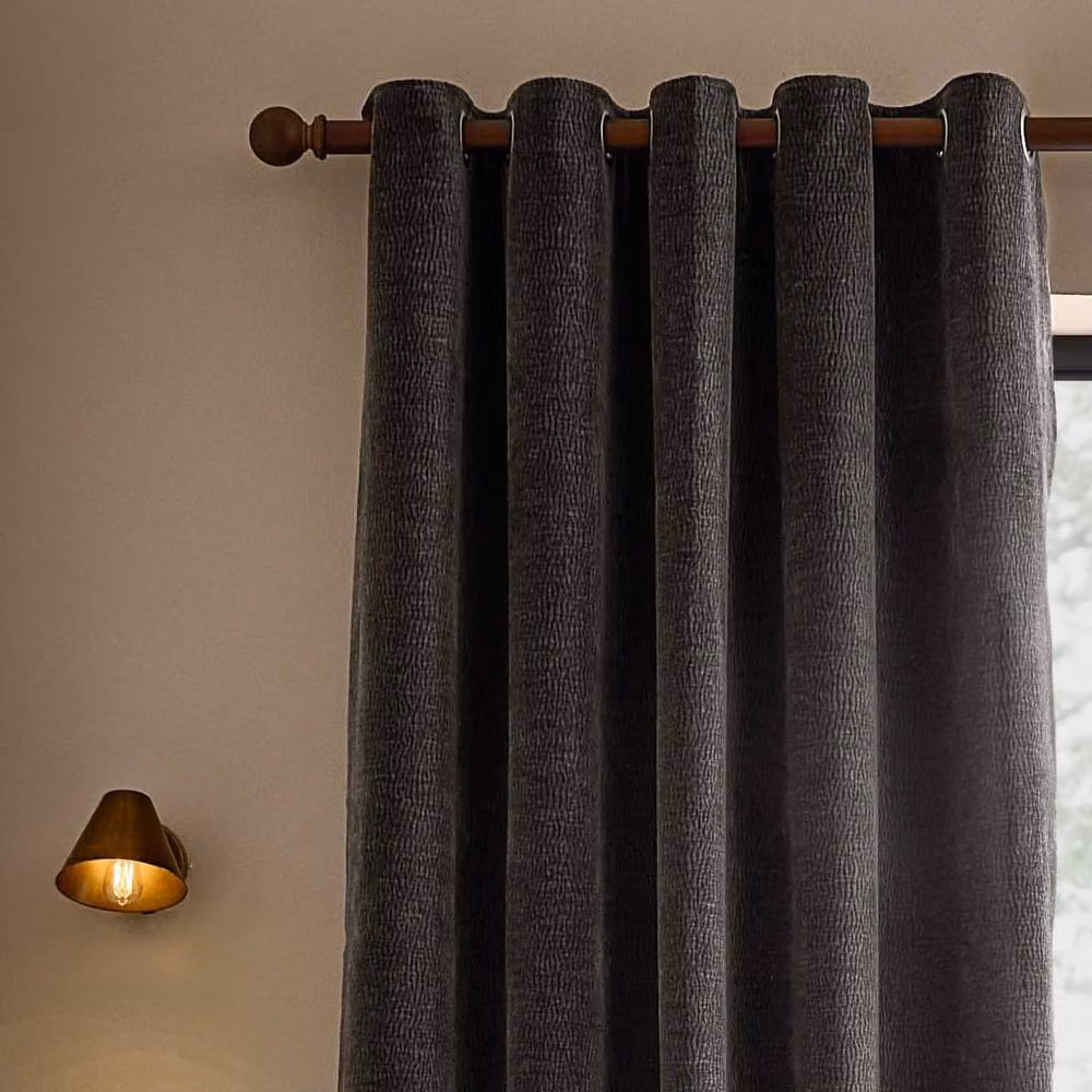 Yard Heath Charcoal Washed Velvet Eyelet Curtain Pair, Width: 229 cm, Drop: 137 cm – 3