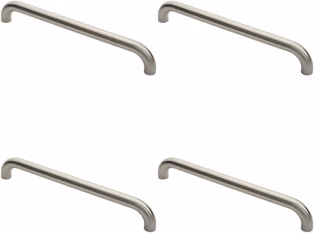 Loops 4-Pack Round D Bar Pull Handles in Brushed Satin Stainless Steel, Silver, Fixing Centres: 450 mm, W/D/H: 480 x 30 x 48 mm