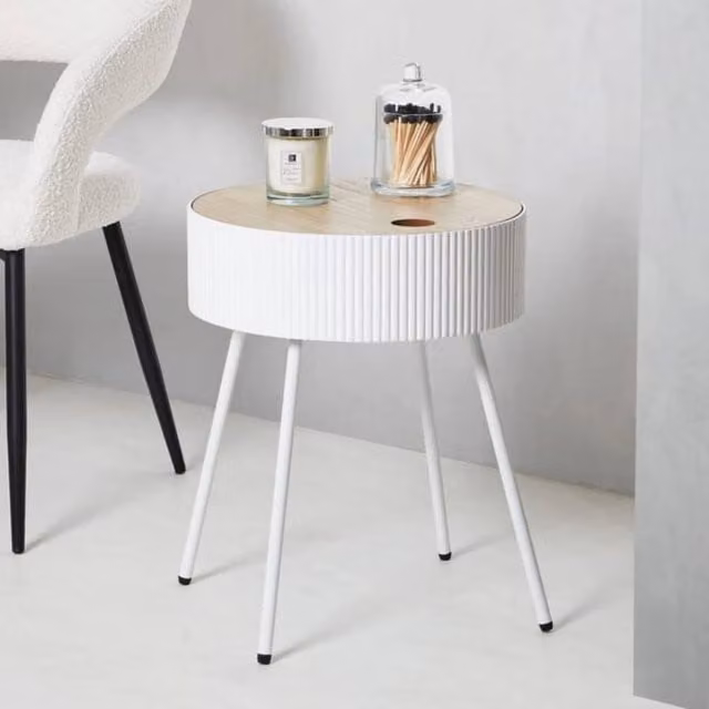 EONLION White Round Lift Top Coffee Table with Hidden Storage – 1
