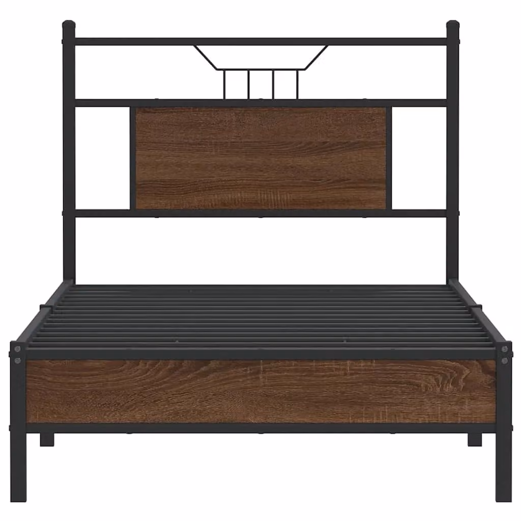 Berkfield Home Brown Oak Bed Frame in Engineered Wood, W: 80 cm, L: 200 cm – 4