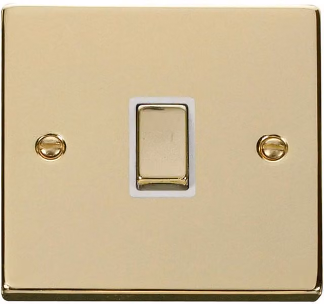 SE HOME Polished Brass and White 1 Gang 20A Ingot DP Surface Switch Plate