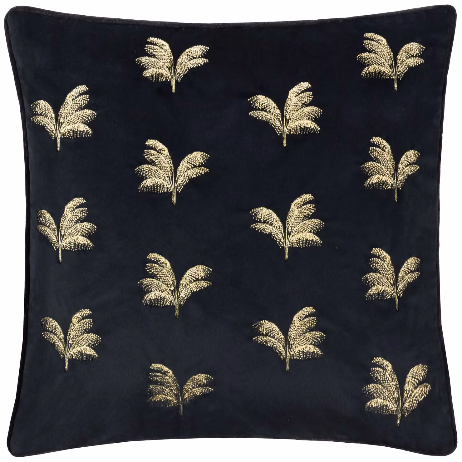 Paoletti Black Velvet Floral Embroidered Square Cushion, W/D/H: 45 x 45 x 45 cm – 2
