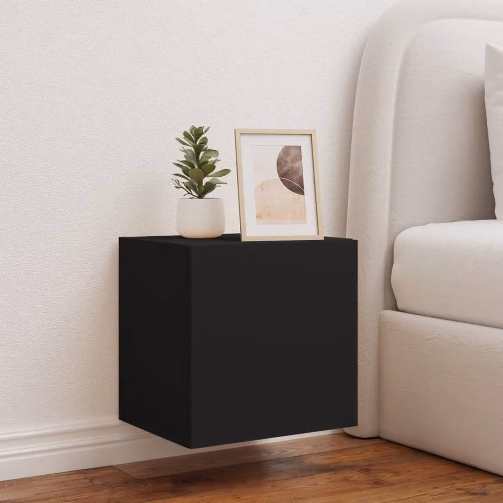 Berkfield Home Modern Black Wall-Mounted TV Cabinet with Integrated LED Lighting, W/D/H: 40.5 x 35 x 40.5 cm – 4