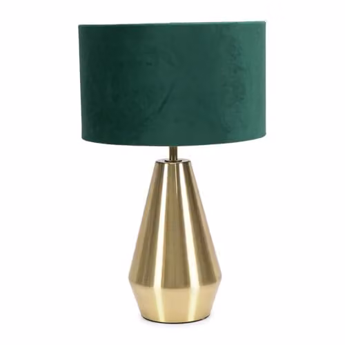 ValueLights Gold Metal Touch Dimmer Table Lamp with Green Fabric Shade