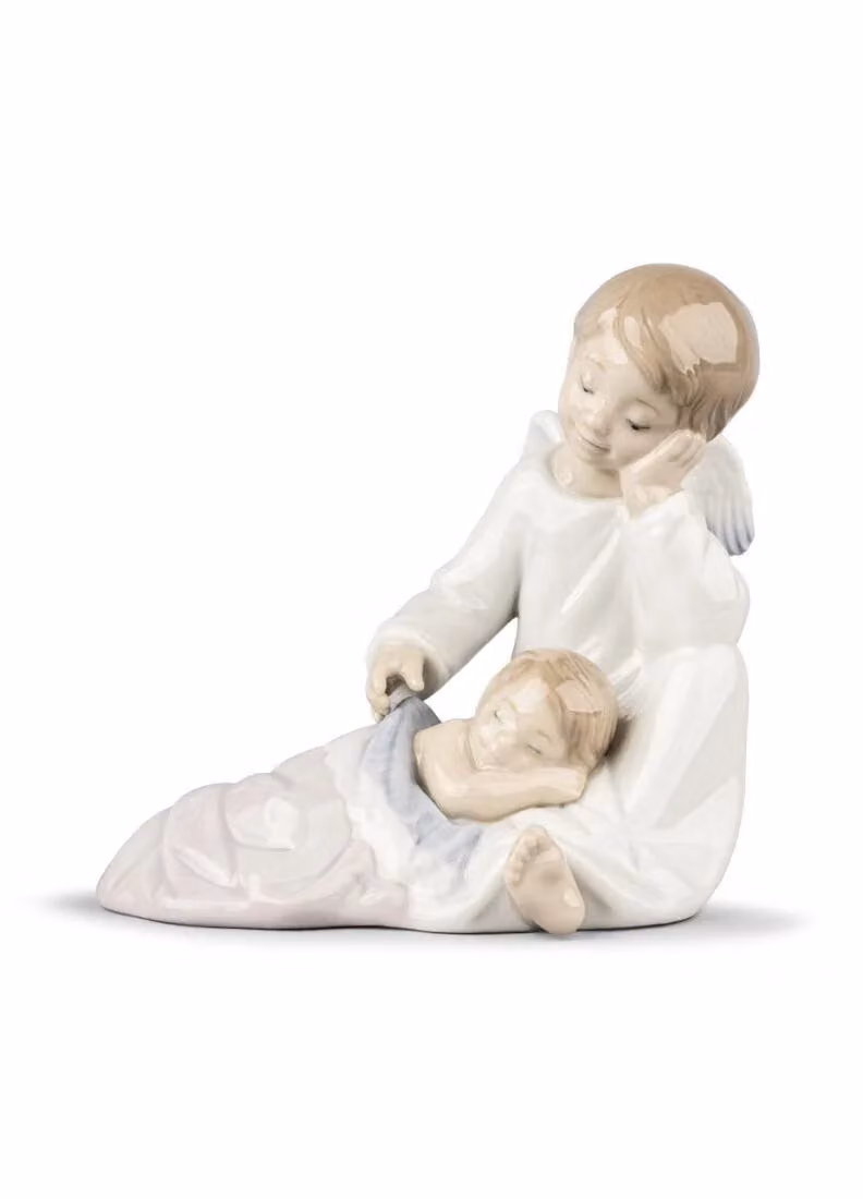 Lladró My Guardian Angel Porcelain Figurine in Pink and White