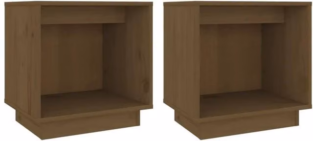 Berkfield Home Set of 2 Solid Wood Pine Bedside Cabinets, Honey Brown, W/D/H: 40 x 30 x 40 cm
