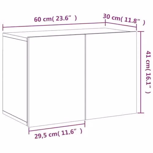 vidaXL Modern Wall-mounted TV Cabinet in Brown, W/D/H: 60 x 30 x 41 cm – 3