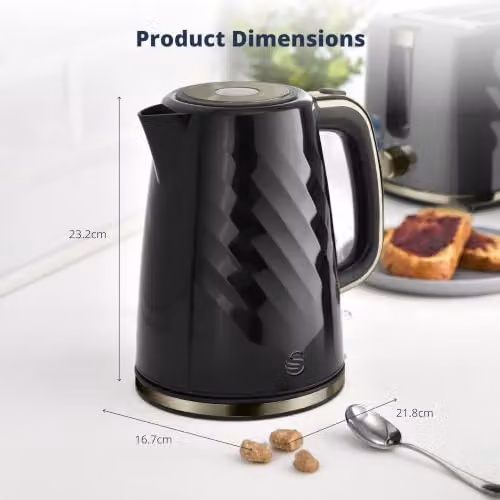 Swan Windsor 1.7L Rapid Boil Kettle in Black with Gunmetal Brass Trim, SK14611GBLK – 8