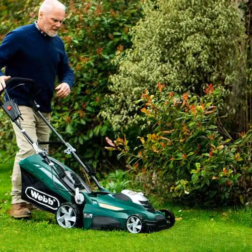 Webb Classic WEER40 Electric Rotary Lawnmower in Green and Black with 5 Cutting Heights, 40cm Cutting Width and 50L Collection Bag – 5