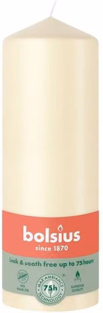 Bolsius Soft Pearl Beige Pillar Candle, H 20 cm x W 6.8 cm
