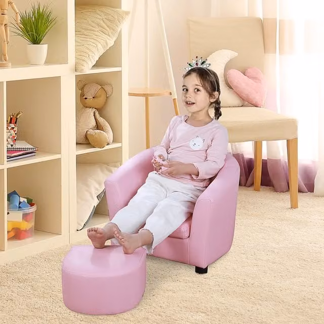 HOMCOM Childrens Mini Sofa in Pink and Black
