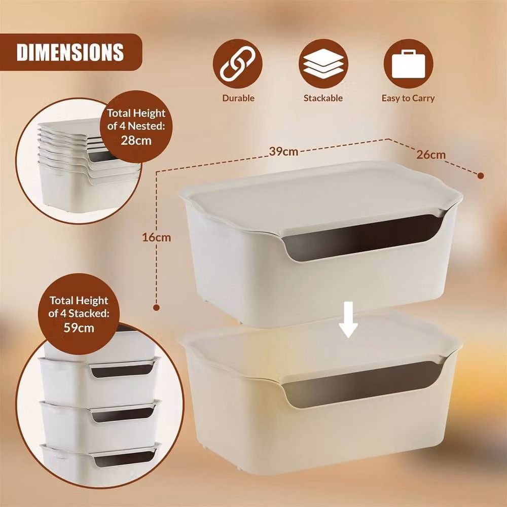 Kelvenix Stackable Plastic Storage Boxes with Lids in White – 2